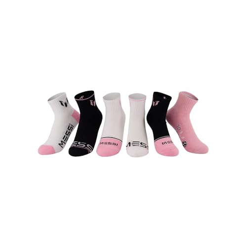 Messi Girls Lifestyle No-Show Socks, 6-Pack Kids Socks, Soft & Stretchy, Comfortable, Black