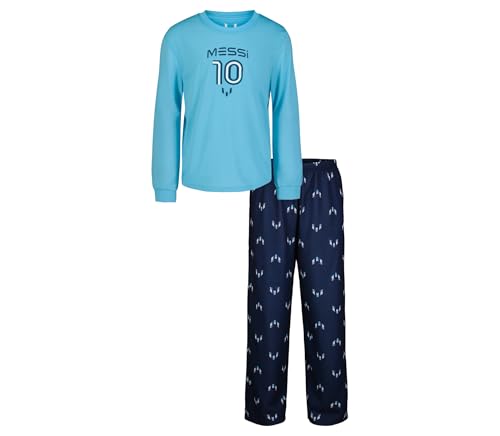 Messi Boys' Lifestyle Long Sleeve 2-Piece, Set with Comfortable Top & Sweatpants, Blue