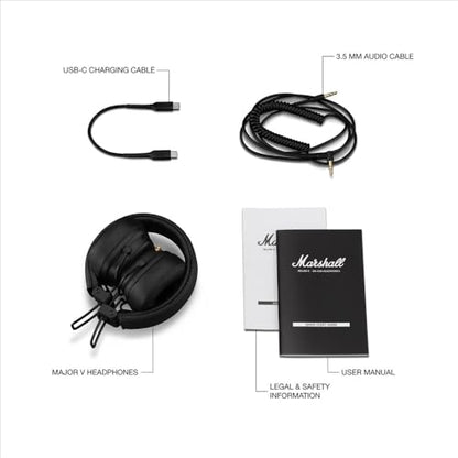 Marshall Major V On-Ear Wireless Bluetooth Headphones - Black