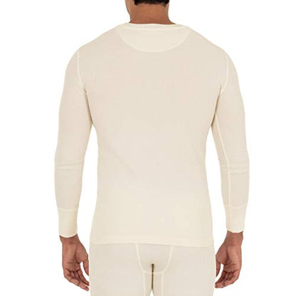 Fruit of the Loom Men's 2-Pack Recycled Waffle Thermal Underwear Crew Top, Black/Natural, X-Large