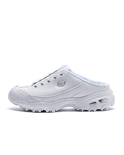 Skechers womens Bright Sky clogs and mules shoes, White/Silver, 9 US