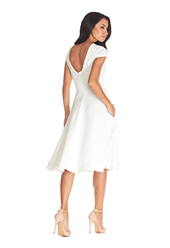Dress the Population Women's Livia Midi High Dress, Ivory, Medium