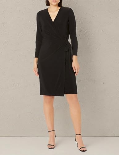 Anne Klein Women's 3/4 Sleeve Classic V-Neck Wrap Dress Black