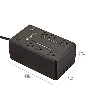 Amazon Basics UPS Battery Backup & Surge Protector, 400VA/255W, 6 Outlets, Uninterruptible Power Supply, Small Compact Size, Black