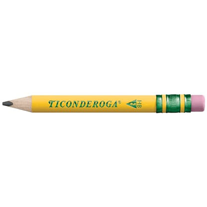 Ticonderoga My First Short Triangular Wood-Cased Pencils, #2 HB Soft, With Erasers, Yellow, 12 Count