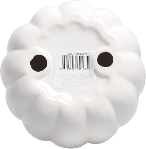 Pearhead White Ceramic Pumpkin with Gold Stem – Elegant Fall Harvest Décor, Modern Autumn Tabletop Accent, Thanksgiving Centerpiece, and Seasonal Home Decoration