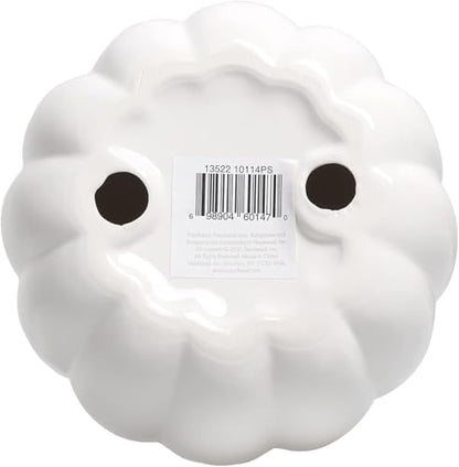 Pearhead White Ceramic Pumpkin with Gold Stem – Elegant Fall Harvest Décor, Modern Autumn Tabletop Accent, Thanksgiving Centerpiece, and Seasonal Home Decoration