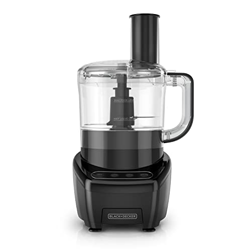 BLACK+DECKER Food Processor and Vegetable Chopper, Stainless Steel Blade, 8-Cup Capacity, 450W Power with Attachments to Shred, Slice, Mince, Grind, and Puree