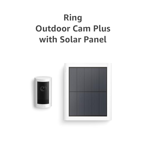 Introducing Ring Outdoor Cam Plus, Solar — Wide-Angle 2K Video with Ring Vision, Low-Light Sight for full-color night vision, Mounting Versatility, White