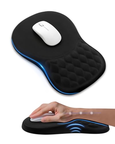 PVIPCZ Ergonomic Mouse Pad with Sloped Memory Foam Wrist Rest (Black)