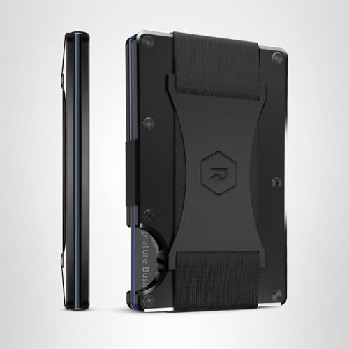 Ridge Wallet for Men - Slim Minimalist Compact Wallet and Card Holder, RFID Protected Front Pocket Wallets for Men with Integrated Cash Strap (Royal Black)