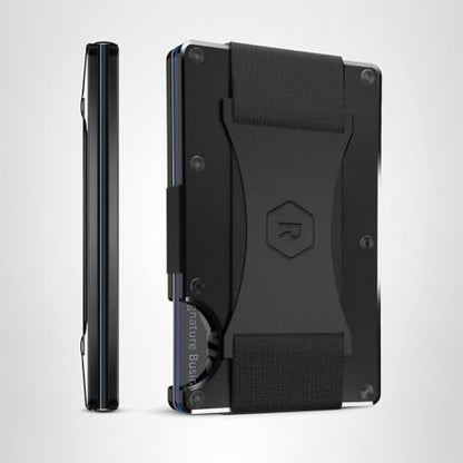 Ridge Wallet for Men - Slim Minimalist Compact Wallet and Card Holder, RFID Protected Front Pocket Wallets for Men with Integrated Cash Strap (Royal Black)