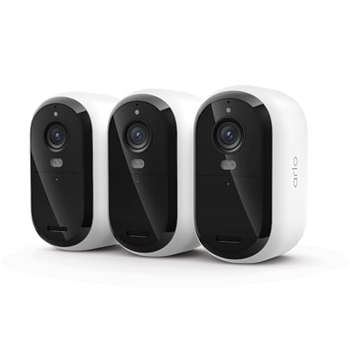 Security Cameras Wireless Outdoor - Arlo Essential Battery 2K (3rd Gen, Latest Version), Color Night Vision, Two-Way Audio, Home Security, Person/Package/Vehicle/Animal Detection, White - 3-Pack