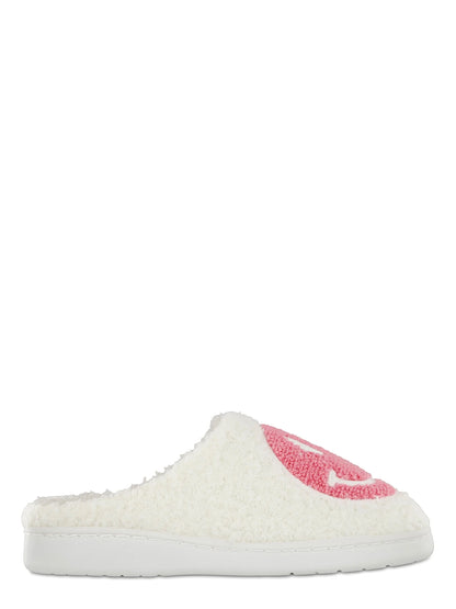 S+R Women's Smiley Graphic Cozy Slide Slipper