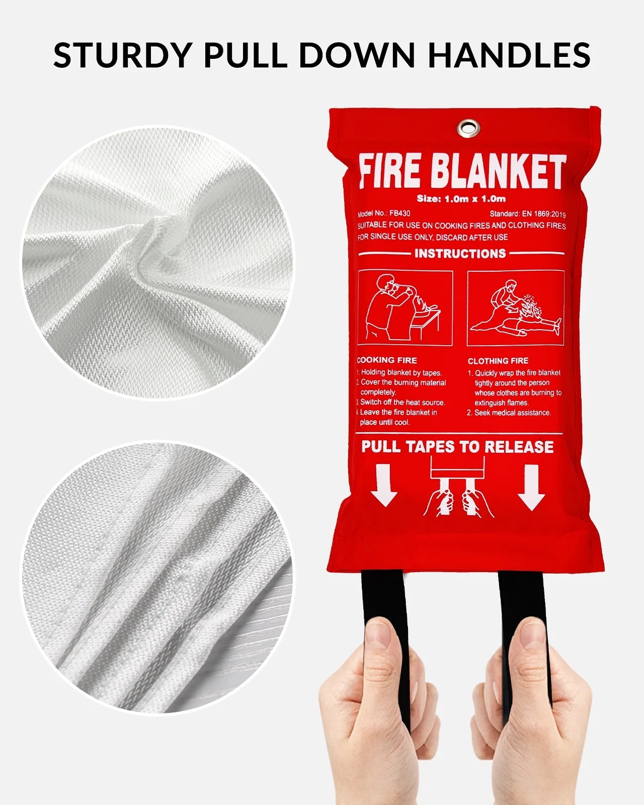 SITERWELL Fiberglass , Fiberglass Fire Suppression Blanket for Emergency Surival，Emergency Blanket with Flame Retardant Protection and Heat Insulation, Survival Blanket ，1m x 1m，4Pack