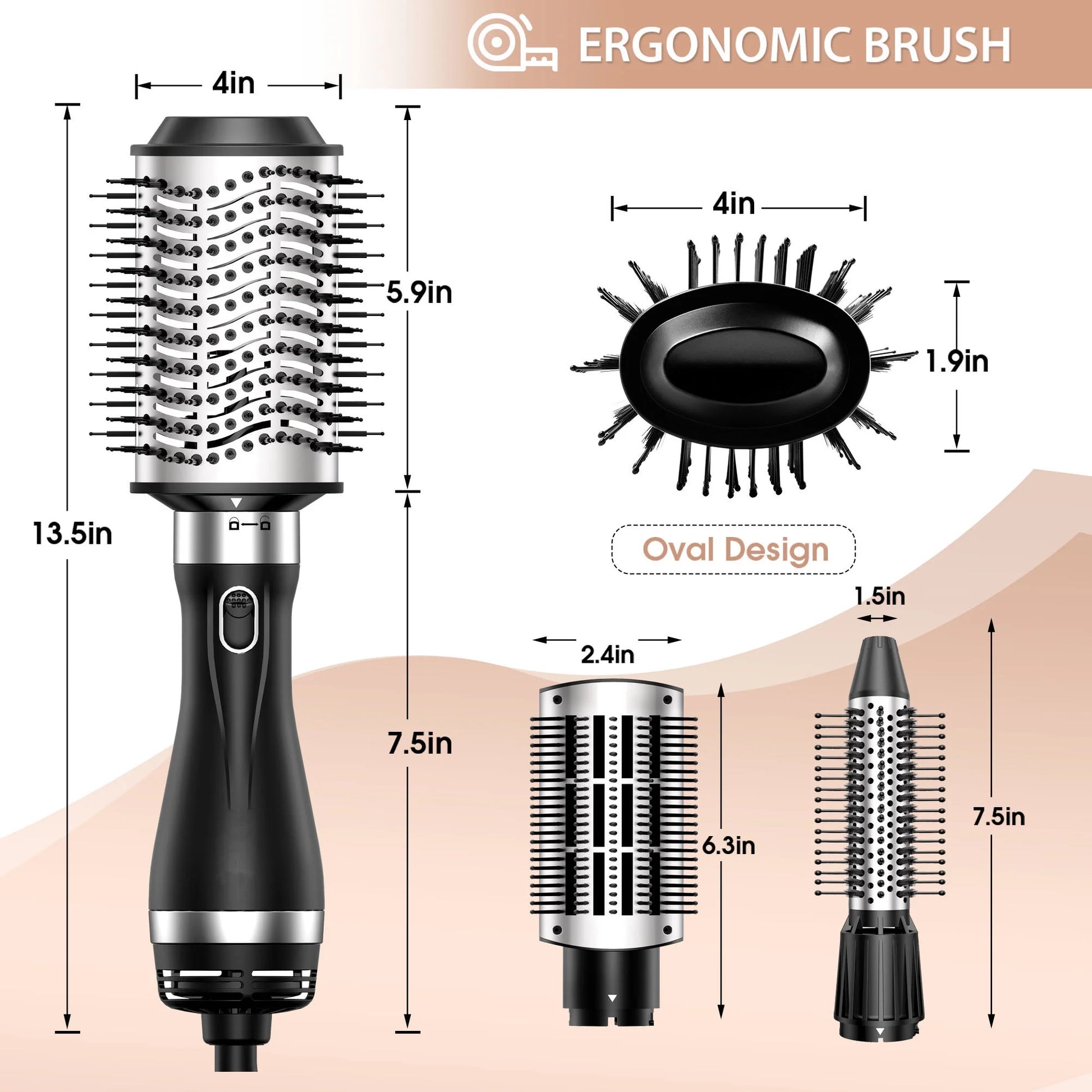 SKIMI Hair Dryer Brush, Blow Dryer Brush with Tool Set for Straightening/ Drying/ Curling/ Styling