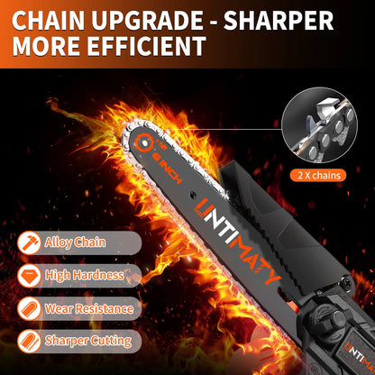 UNTIMATY 6" Mini Chainsaw with 2 Batteries 2 Chains, 6-Inch Cordless Handheld Chain Saw for Wood Cutting Tree Trimming