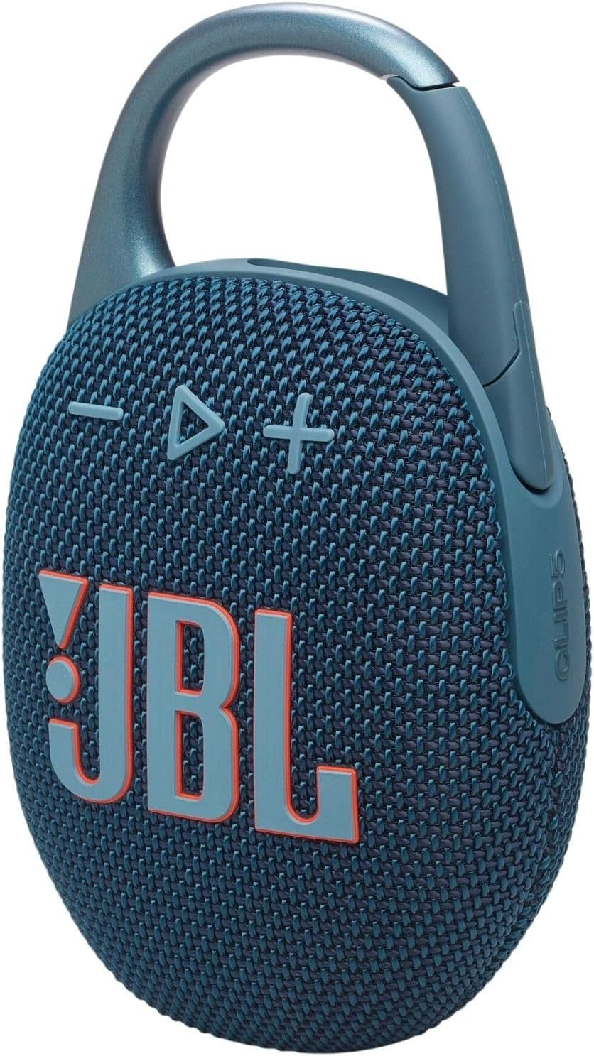 JBL Clip 5 - Ultra-Portable, Waterproof & Dustproof Bluetooth Speaker, Big Pro Sound with Punchy bass, Integrated Carabiner, Up to 12 Hours of Play, Made in Part with Recycled Materials (Blue)