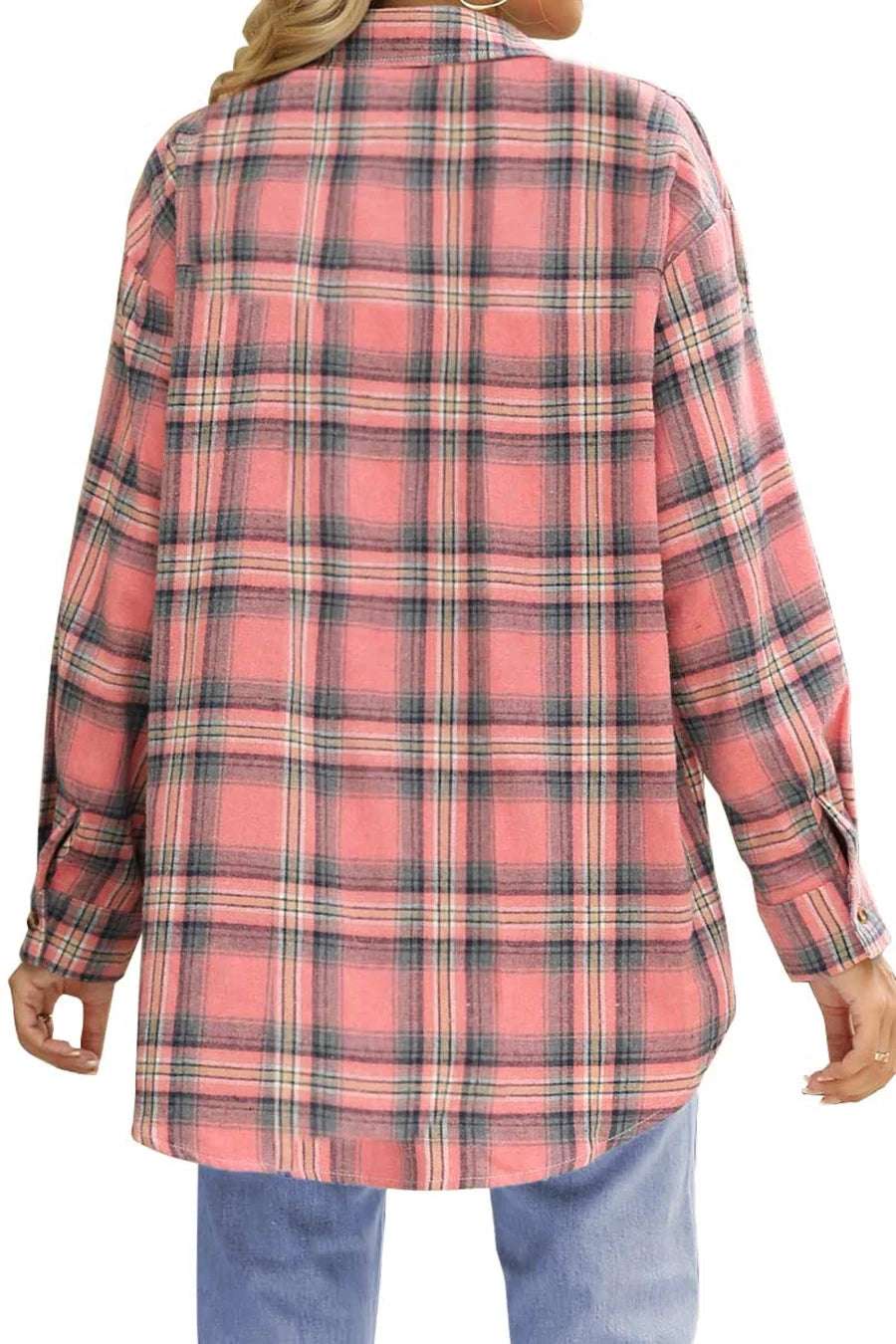 Fantaslook Plaid Flannel Shirts for Women Oversized Long Sleeve Button Down Shirts Blouses Tops