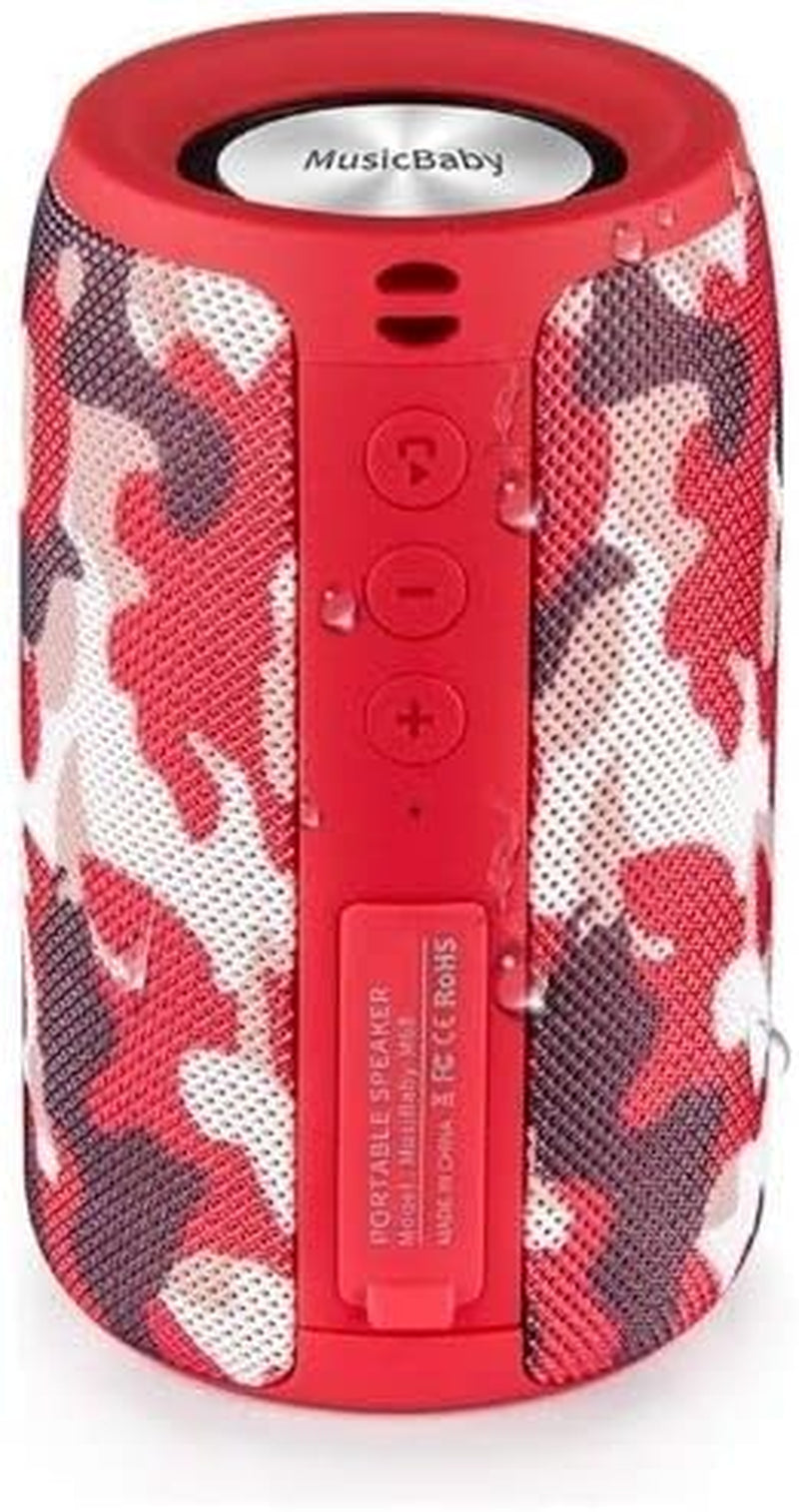 Bluetooth Speaker,MusiBaby Speaker,Wireless,Waterproof,Outdoor,Portable Speaker,Dual Pairing,Loud Stereo,Booming Bass,24H Playtime Wireless Speaker for Home,iPhone,Party,Gifts(Camo Red)