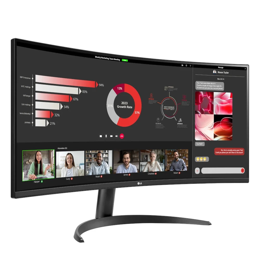 LG 34" Curved Ultrawide™ WQHD (3440 x 1440) Monitor, Black- 34WR50QC-B, New