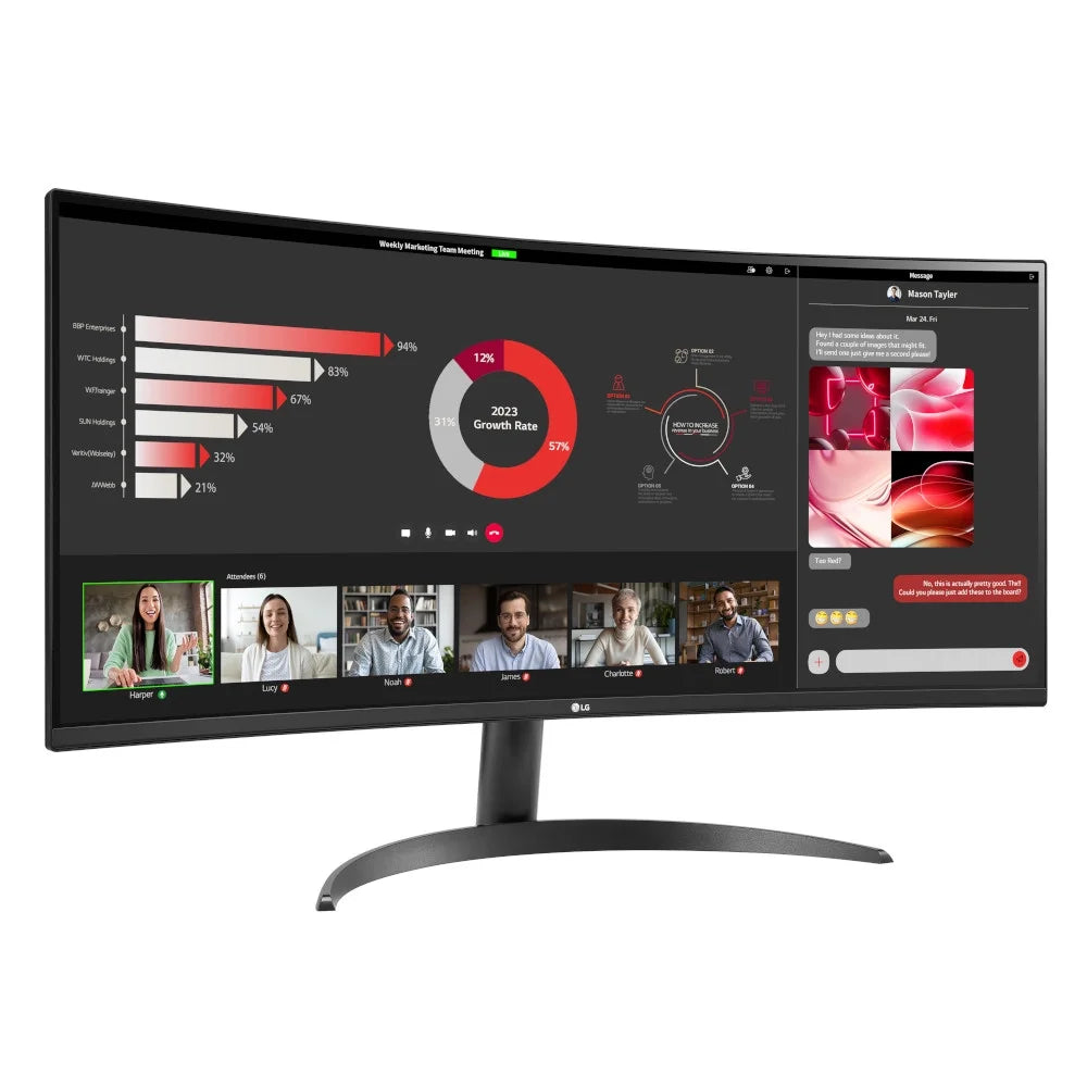 LG 34" Curved Ultrawide™ WQHD (3440 x 1440) Monitor, Black- 34WR50QC-B, New