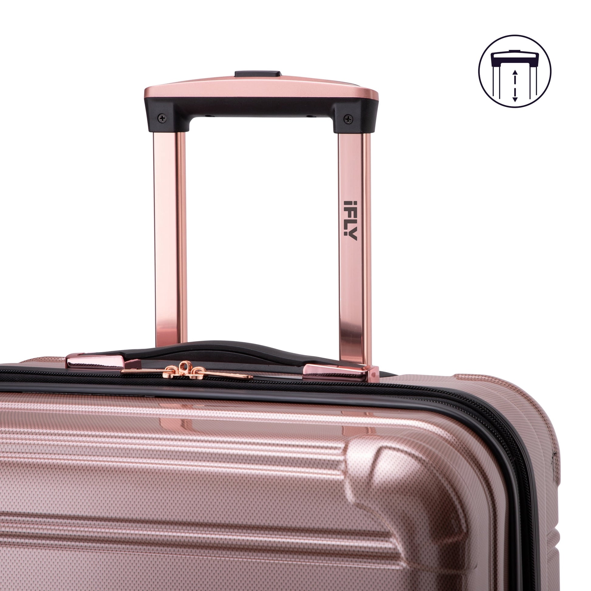 iFLY Hardside Luggage Fibertech 3 Piece Set, 20" Carry-on, 24" Checked Luggage and 28" Checked Luggage, Rose Gold