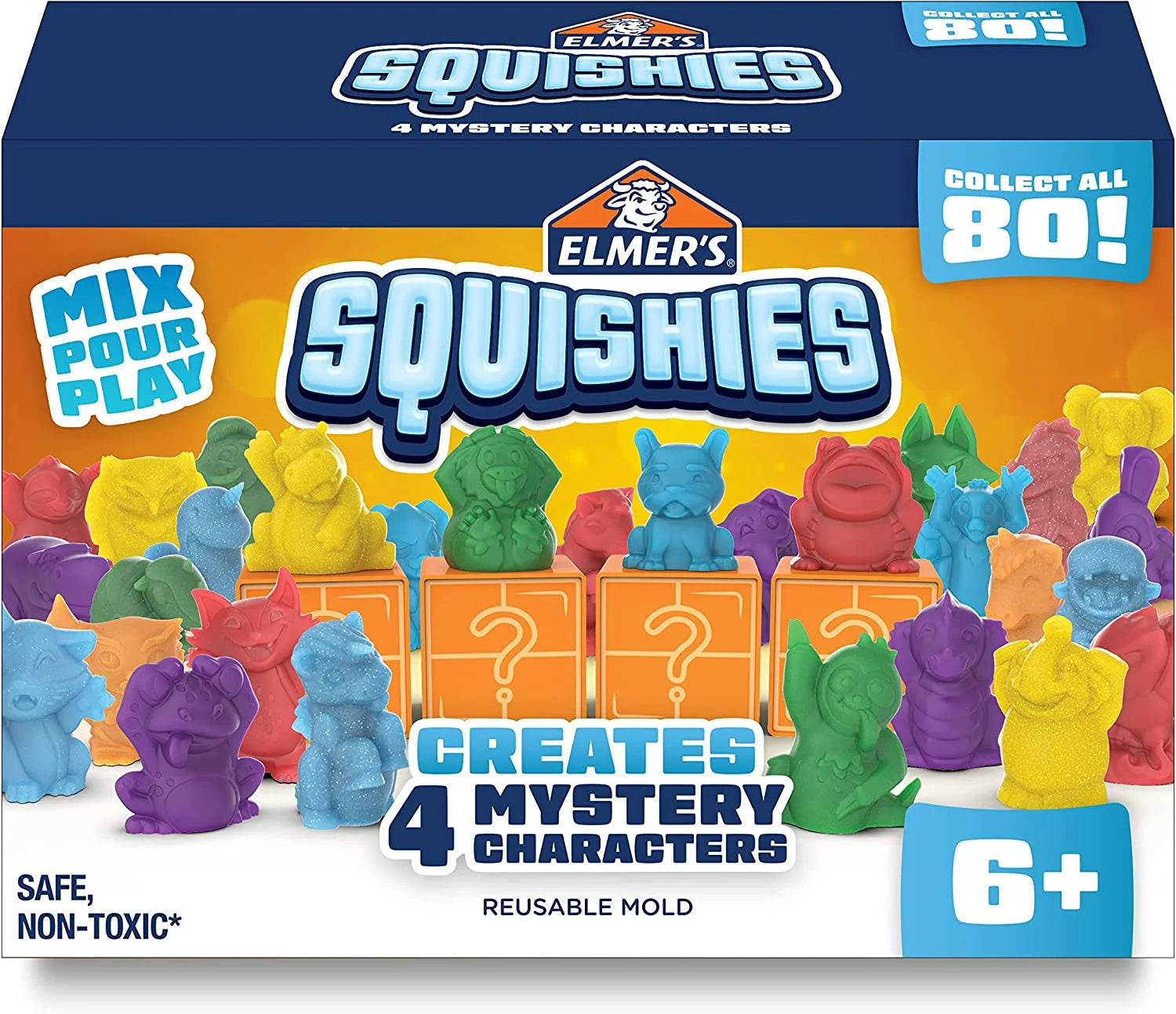 Elmer’s Squishies DIY Squishy Toy Kit, 4 Count Mystery Characters