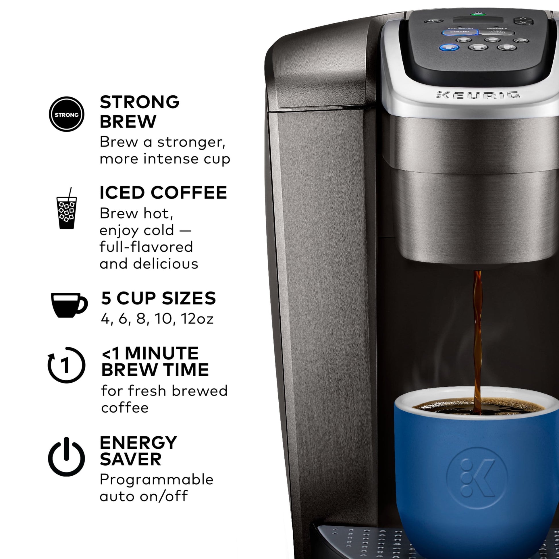 Keurig K-Elite Single-Serve K-Cup Pod Coffee Maker, Brushed Slate