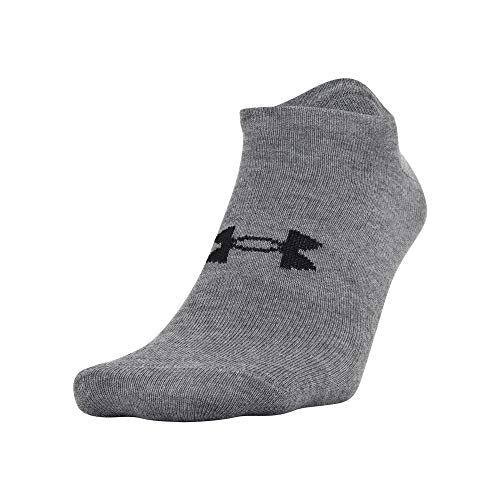 Under Armour Adult Essential Lite No Show Socks, 6-Pairs , Gray Assorted , Large