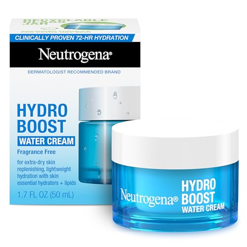 Neutrogena Hydro Boost Water Cream Face Moisturizer with Hyaluronic Acid, 72-Hour Hydration, 1.7 Fl Oz, & Hydro Boost Hydrating Gel Face Cleanser Trial Size, 0.5 Fl Oz, Skincare Set, 2 Pack