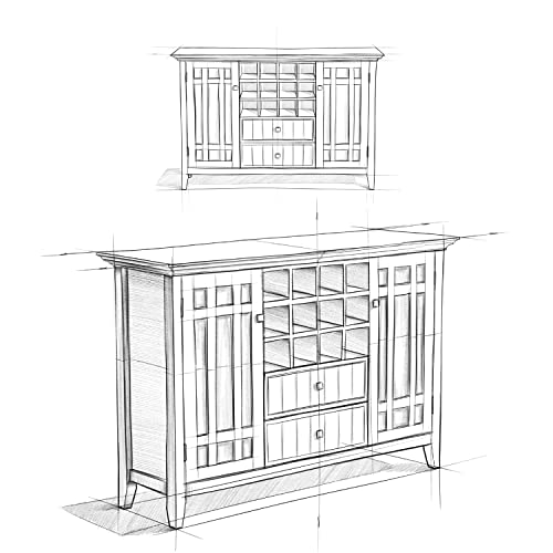 SIMPLIHOME Bedford Buffet - 54 inch Wide Solid Wood 3-Door Sideboard Buffet with Wine Rack in White, Transitional Cabinet for Dining Room or Kitchen with Adjustable Shelves