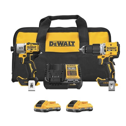 DEWALT 20V MAX XR Impact Driver and Hammer Drill Cordless Power Tool Combo Kit, Includes 2 x 4ah POWERPACK Batteries and a Charger (DCK250QQ2)