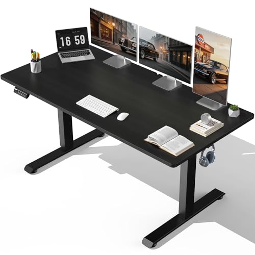 Veken 63"x28" Wider Large Standing Desk, Electric Height Adjustable, Black
