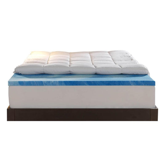 Sleep Innovations Dual Layer 4 Inch Memory Foam Mattress Topper, Twin Size, Medium Support, 2 Inch Cooling Gel Memory Foam Plus 2 Inch Pillow Top Cover
