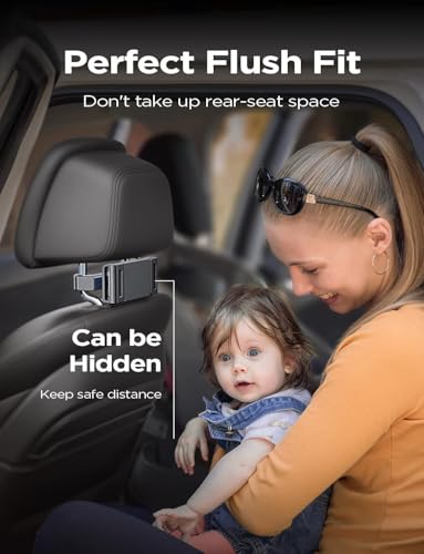 LISEN Tablet iPad Holder for Car Mount Headrest Must Have, iPad Car Holder Back Seat Travel Accessories Long Road Trip Essentials for Kids Black