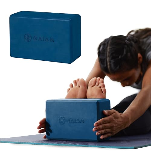 Gaiam Yoga Block, EVA Foam for Balance & Stretch (1 Block, Indigo Ink)