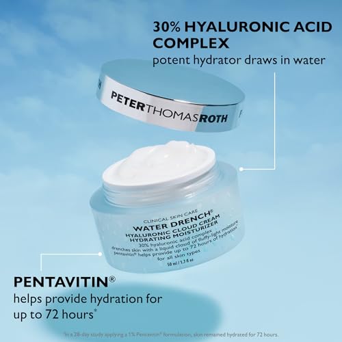 Peter Thomas Roth | Water Drench® Hyaluronic Cloud Cream Hydrating Refillable Moisturizer | Hyaluronic Acid Cream For All Skin Types, Line-Smoothing, Fragrance-Free