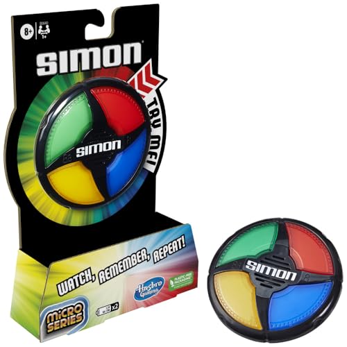 Hasbro Gaming Simon Micro Series Electronic Game for 1 or More Players, Classic Gameplay in a Compact Size, Fun Party Game for Kids Ages 8+, Multi-Color