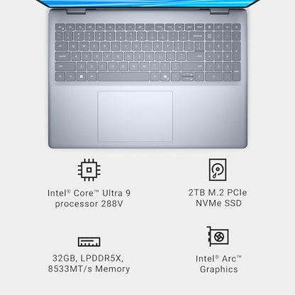 Dell 16 Plus Laptop DB16250-16.0-inch 16:10 2.5K (2560x1600) Display, Intel Core Ultra 9 288V, 32GB LPDDR5X Memory, 2TB SSD, Intel Arc Graphics, Backlit Copilot Key Keyboard - Previously Inspiron