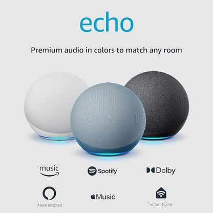 Amazon Echo (newest model), Alexa speaker with premium sound, Ideal for large bedrooms, living rooms and kitchens, Twilight Blue