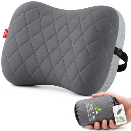 Hikenture Camping Pillow with Removable Cover, Ultralight Inflatable Pillow | Ergonomic Neck Lumber Support, Upgrade Leakproof Backpacking Pillow, Portable Packable for Hiking, Beach, Travel