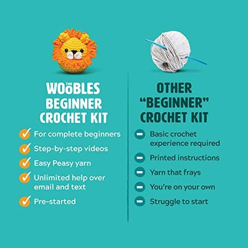 The Woobles Beginners Crochet Kit with Easy Peasy Yarn as seen on Shark Tank - with Step-by-Step Video Tutorials - Pierre The Penguin