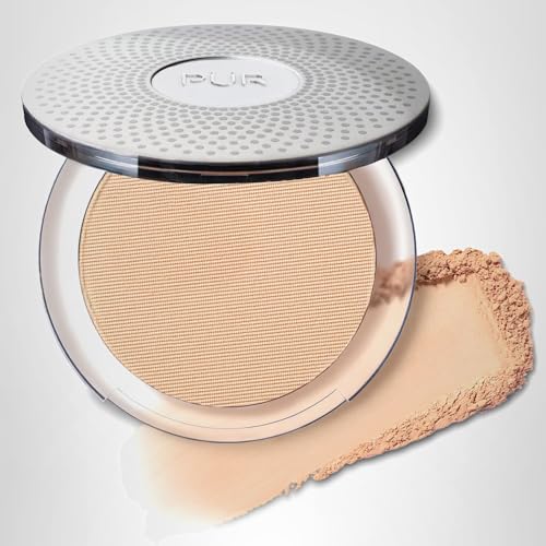 PUR Beauty 4-in-1 Pressed Mineral Makeup Powder Foundation with SPF 15 - Concealer & Finishing Compact Pressed Powder for Face - Buildable Medium to Full Coverage Foundation Powder (Linen)