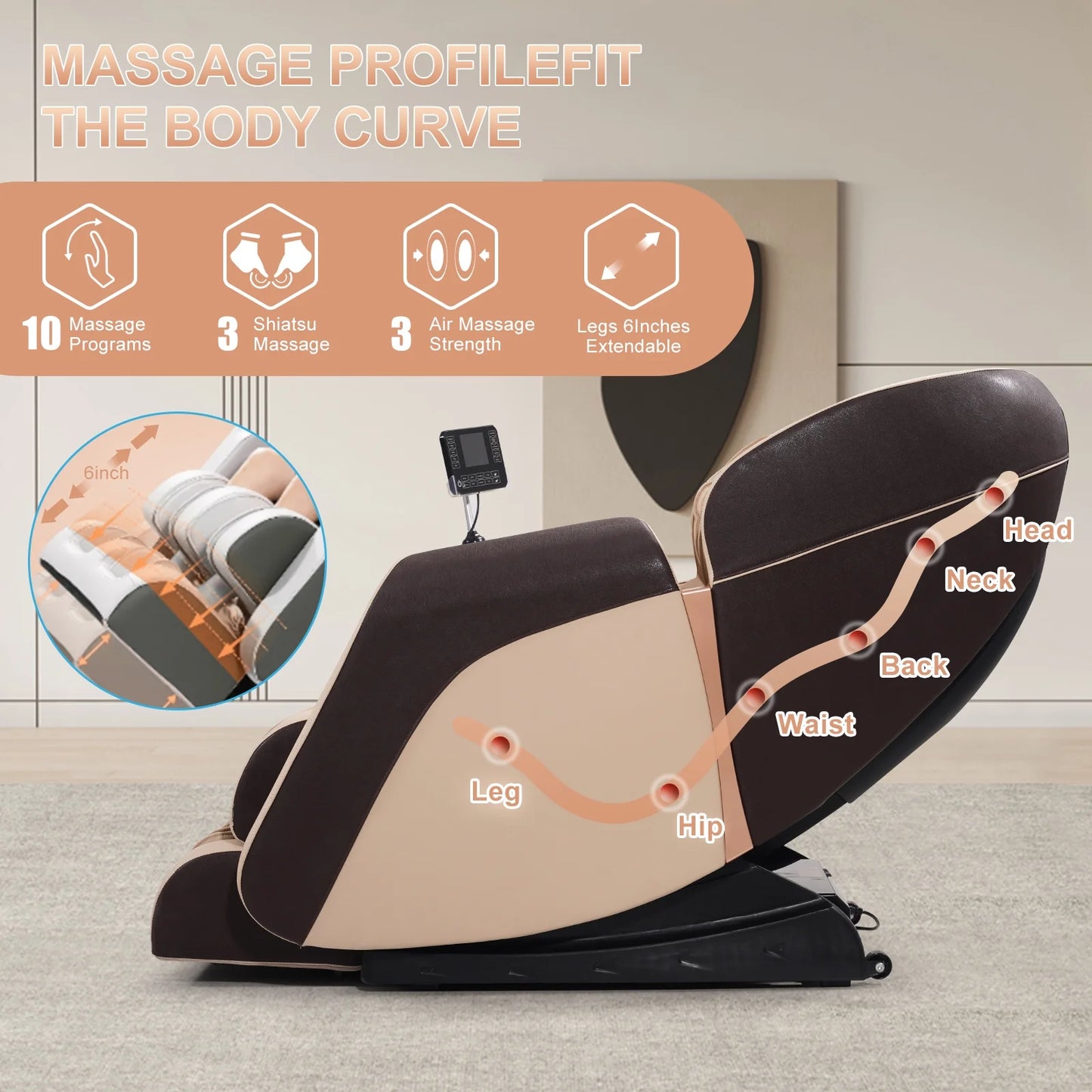 Advanabd Massage Chair, Full Body Zero Gravity Shiatsu 4D Recliner with Heated Bluetooth Foot Roller, Beige