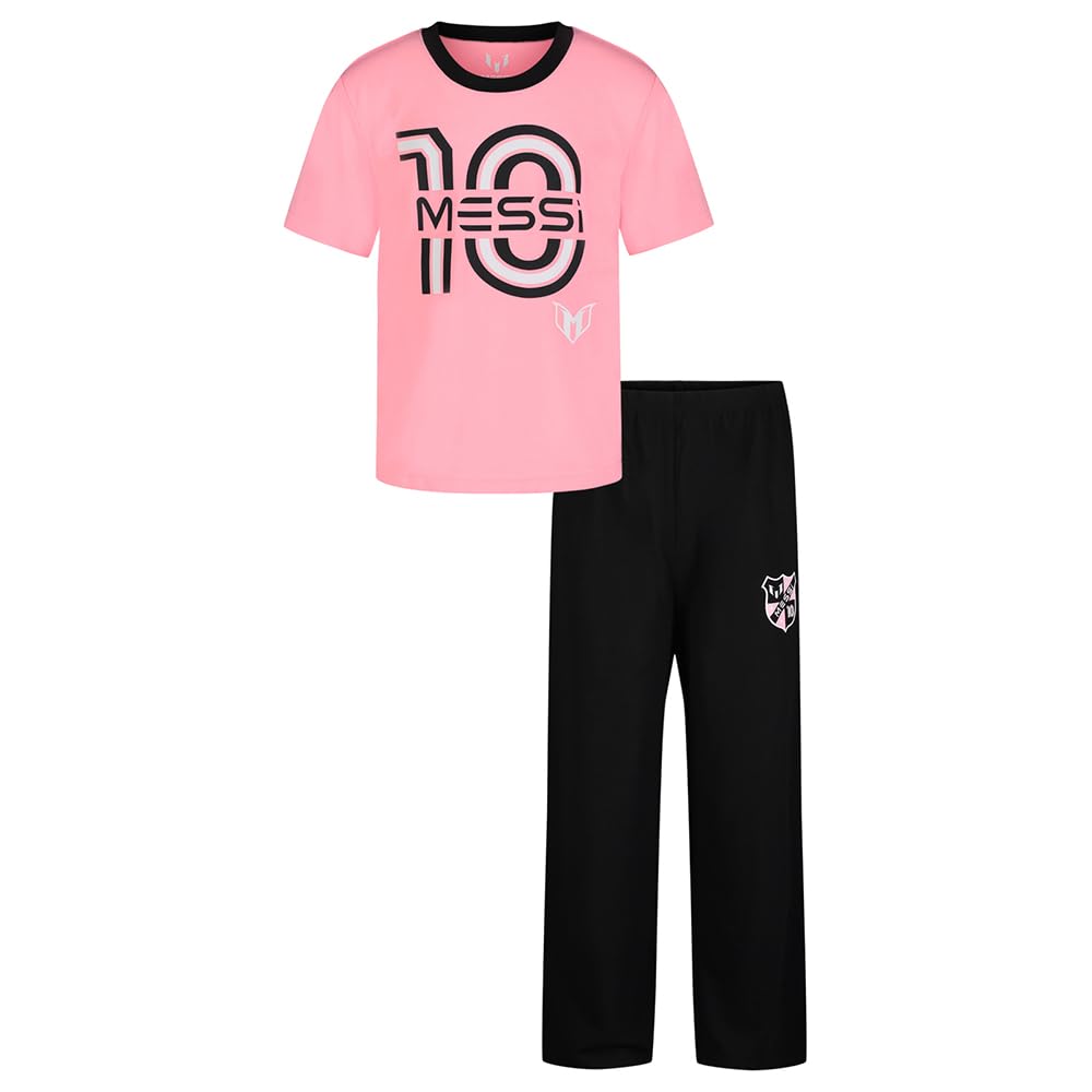 Messi Boys' Lifestyle Long Sleeve 2-Piece, Set with Comfortable Top & Sweatpants, Candy Pink