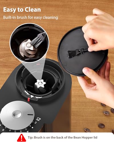 Aromaster Burr Coffee Grinder, 25 Settings, 2-12 Cups, Anti-Static, Black