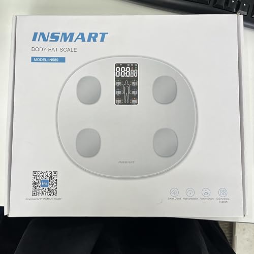 INSMART Smart Scale for Body Weight, All-in-one LCD Display Bathroom Weight Scales Body Fat Scale,Bluetooth Digital Smart Weighing Scale with Heart Rate,Heart Index & Body Composition Analyzer,396 lbs