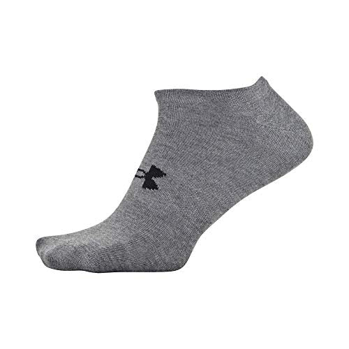 Under Armour Adult Essential Lite No Show Socks, 6-Pairs , Gray Assorted , Large