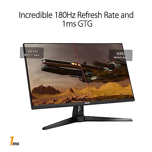 ASUS TUF Gaming 27” 1440P HDR Monitor (VG27AQ3A) – QHD (2560 x 1440), 180Hz, 1ms, Fast IPS, 130% sRGB, Extreme Low Motion Blur Sync, Speakers, Freesync Premium, G-SYNC Compatible, HDMI, DisplayPort